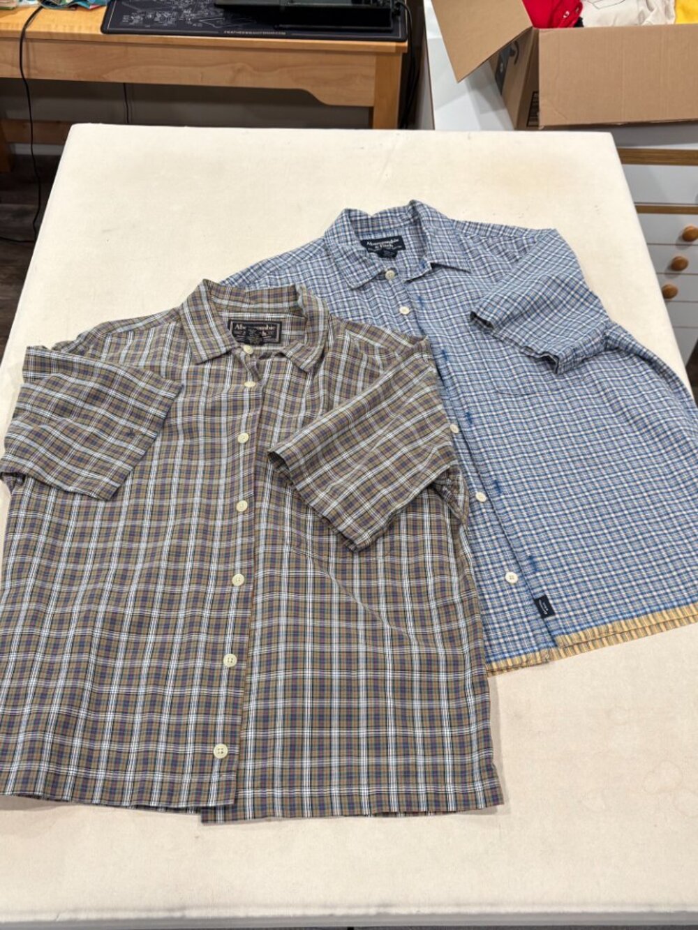 Three cotton Abercrombie & Fitch plaid short and long sleeved shirts